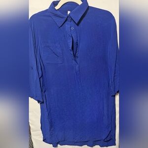 Vibrant Blue Button-Up Shirt